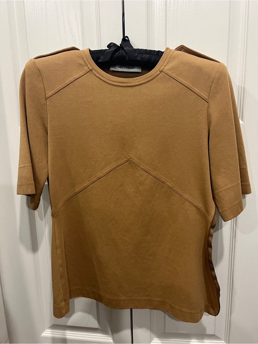 MaxMara Camel Short Sleeve Crewneck Top